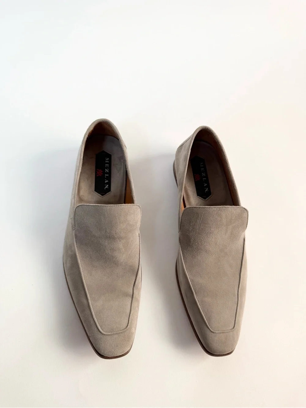 Mezlan Light Gray Suede Slip-On Loafers